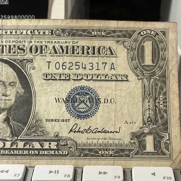 1957 silver Dollar Bank Note Blue Seal Us Federal $1. # T06254317 A Vintage - Picture 3 of 5